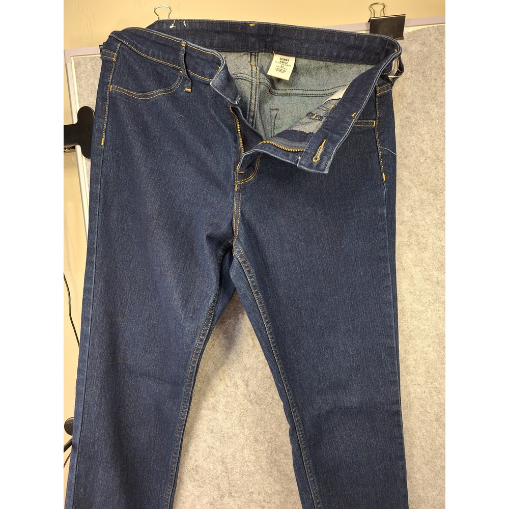 HM Skinny Ankle Jeans Dark Wash Regular Waist Denim Blue Size 32 0399256 4